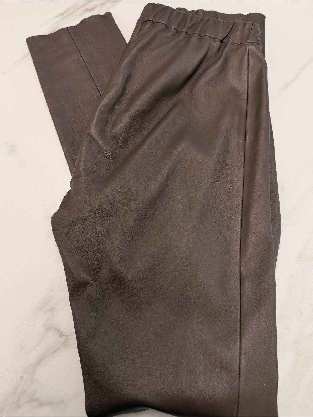 Max&Moi Taupe Leather Stretch Skinny Pants